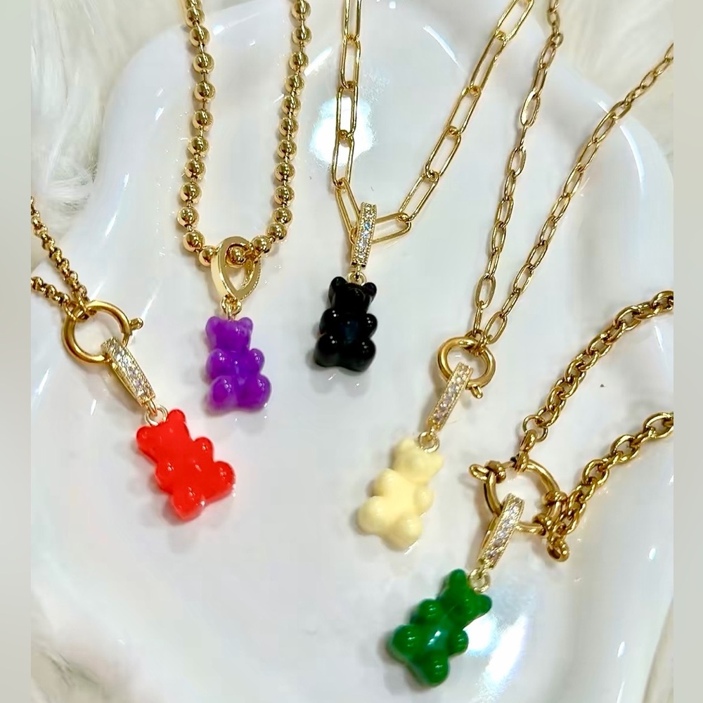 Colorful Gummy Bear Pendant Necklaces